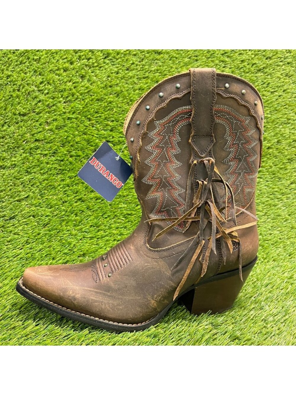 Durango Crush Womens Size 8 Brown Cowgirl Western Snip Toe Zip Up Fashion Boots - Picture 3 of 9